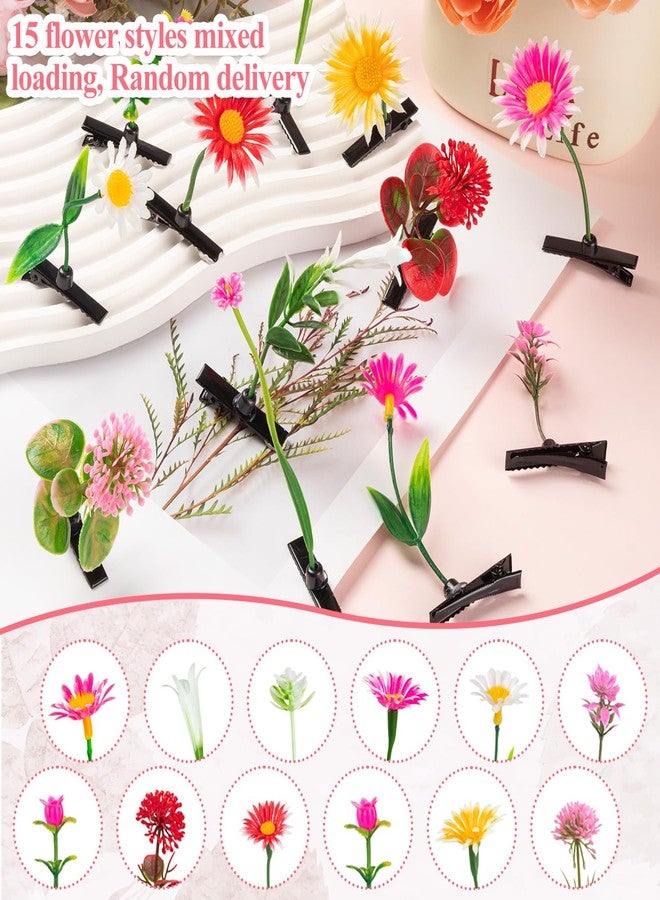 KFPPLXQ 50 Pcs Little Grass Sprout Clips Flower Hairpins for Women Girls Kids Party School - Image 2